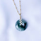 Peacock Blue Jade with Pearl Vine Necklace - N905G