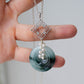 Peacock Blue Jade with Peranakan Tile and Pearl Vine Necklace - N904S