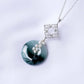 Peacock Blue Jade with Peranakan Tile and Pearl Vine Necklace - N904S
