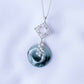 Peacock Blue Jade with Peranakan Tile and Pearl Vine Necklace - N904S