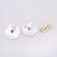 Keshi Pearl Oyster Ear Studs with Tourmaline - 18K Gold