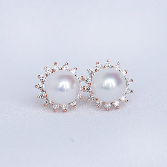 White Pearl Starburst Ear Studs