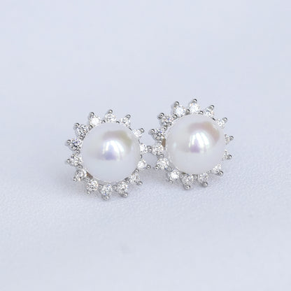 White Pearl Starburst Ear Studs