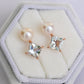 Pearl and Princess Aquamarine Duet Earrings in 14K