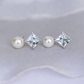 Pearl and Princess Aquamarine Duet Earrings in 14K