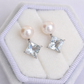 Pearl and Princess Aquamarine Duet Earrings in 14K