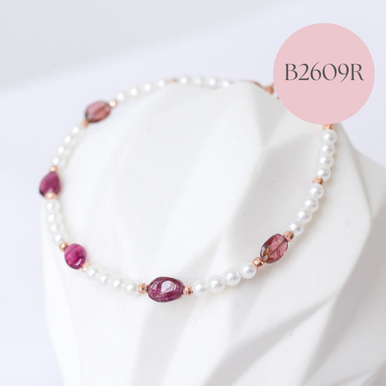 Pearl and Tourmaline Pebble Bracelet