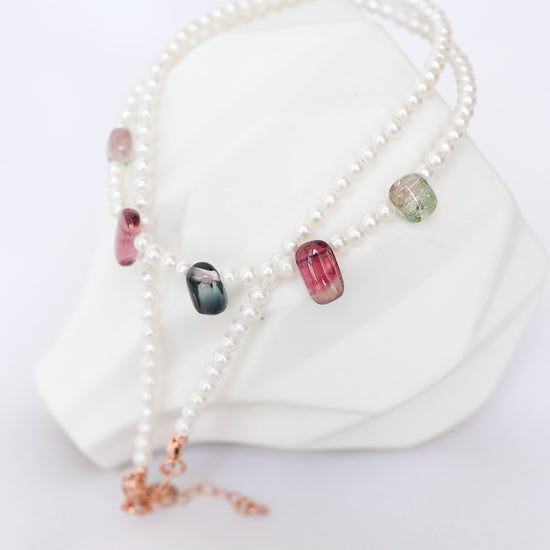 Pearl with Tourmaline Nugget Choker