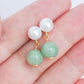 Edison Pearl and Green Jade Earrings