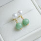 Edison Pearl and Green Jade Earrings