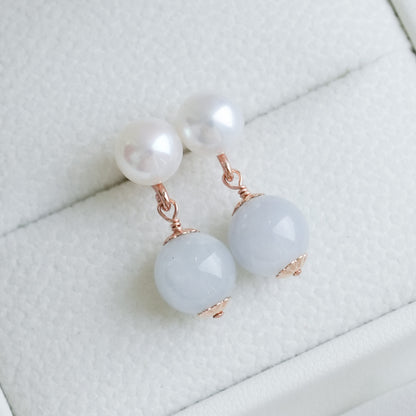Edison Pearl and Lavender Jade Earrings