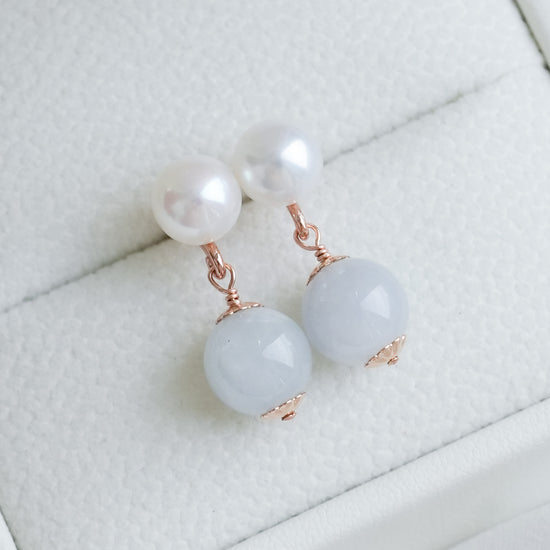 Edison Pearl and Lavender Jade Earrings