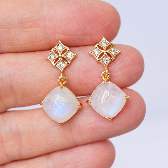 Peranakan Diamond with Moonstone Earrings