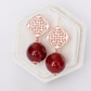 Peranakan Ear Studs with Red Agate