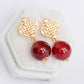 Peranakan Ear Studs with Red Agate