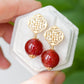 Peranakan Ear Studs with Red Agate