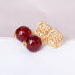 Peranakan Ear Studs with Red Agate