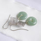 Peranakan Tile Hook Earrings with Sage Green Jade