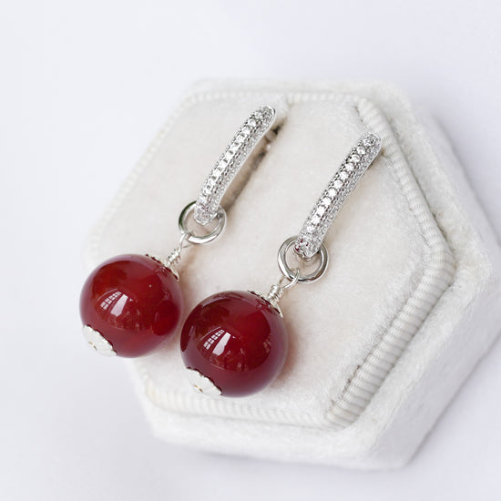 Radiant Red Agate Convertible Hoops