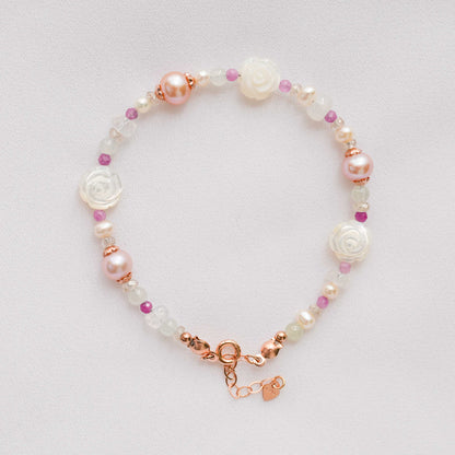 Rose Mother-of-Pearl and White Jade Bracelet