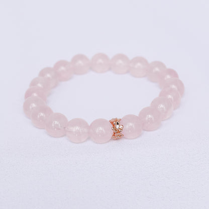 Rose Quartz Floral Bead Bracelet