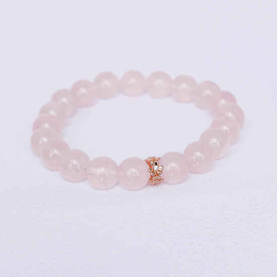 Rose Quartz Floral Bead Bracelet