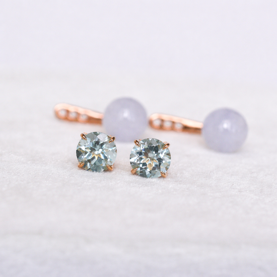 Aquamarine with Detachable Lavender Jade Dangle in 14K