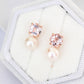Round Morganite and Pearl Duet Earrings in 14K
