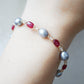 Silver Pearl and Ruby Bracelet SB12