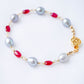 Silver Pearl and Ruby Bracelet SB12