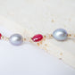 Silver Pearl and Ruby Bracelet SB12