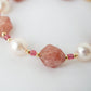 Pearl and Strawberry Quartz Bracelet SB7