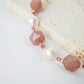 Pearl and Strawberry Quartz Bracelet SB7