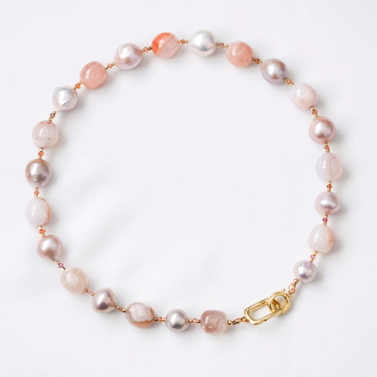 Pearl and Sakura Agate Necklace SN14