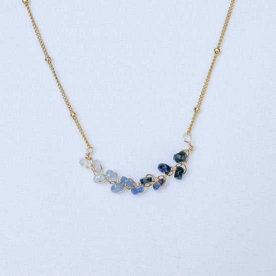 Sapphire Vine Bar Necklace - Ball Chain
