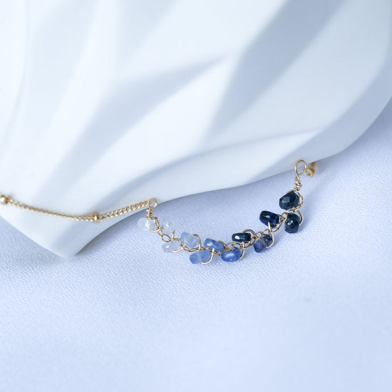 Sapphire Vine Bar Necklace - Ball Chain