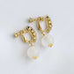 Screw-Back CZ Moonstone Earrings