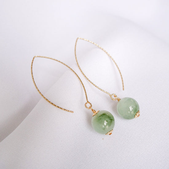 Sleek Hook Jade Earrings