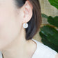Sleek CZ Hook Earrings with Jade Donut - Off White Jade FJE4