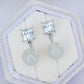 Square Aquamarine with Detachable Light Jade Dangle