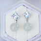 Square Aquamarine with Detachable Light Jade Dangle