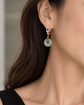 Chain Link Hoop Earrings with Square Emerald Vine