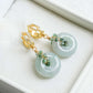 Chain Link Hoop Earrings with Square Emerald Vine
