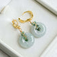 Chain Link Hoop Earrings with Square Emerald Vine