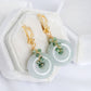 Chain Link Hoop Earrings with Square Emerald Vine