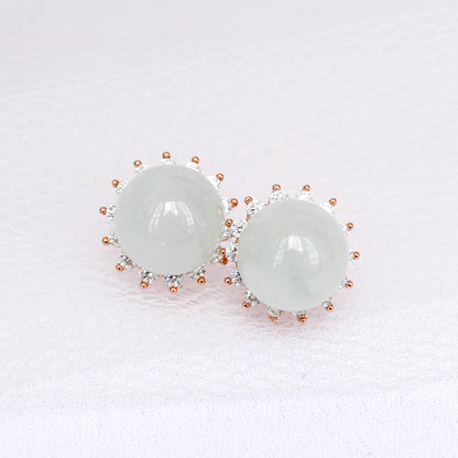 Blueish Jade Starburst Ear Studs
