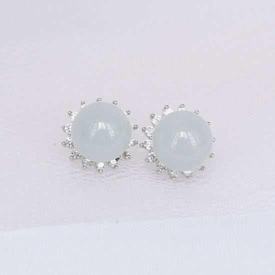 Blueish Jade Starburst Ear Studs
