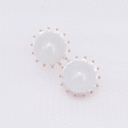 Whitish Jade Starburst Ear Studs
