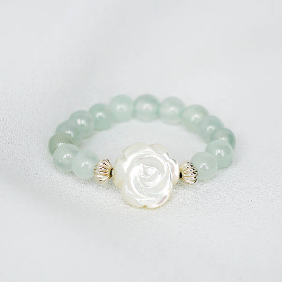 Mint Green Jade Bead with Rose MOP Ring