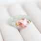 Mint Green Jade Bead with Flower MOP Ring